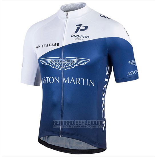 2018 Fahrradbekleidung One Pro Wei und Dunkel Blau Trikot Kurzarm und Tragerhose - zum Schließen ins Bild klicken